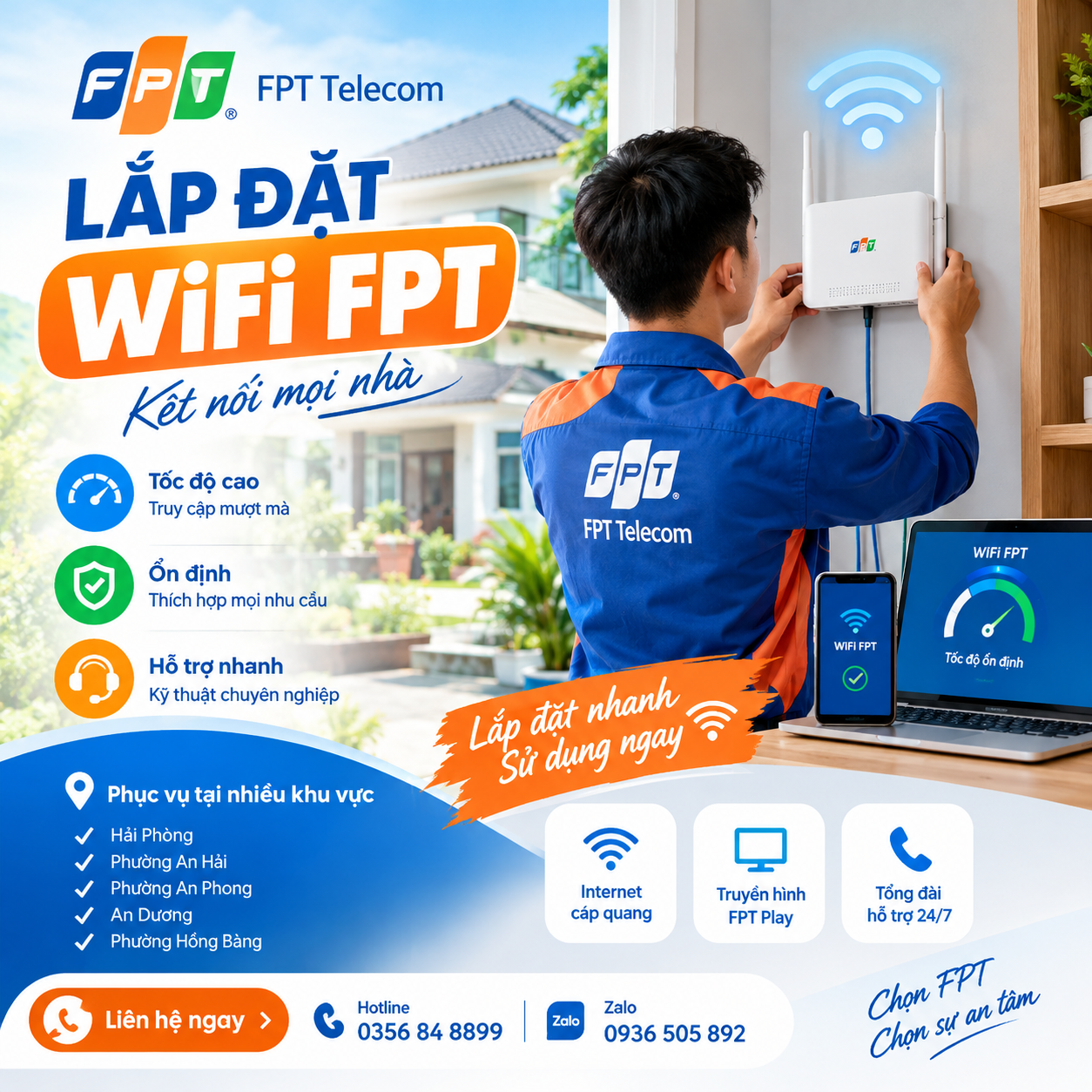 Chi phí lắp đặt wifi FPT bao nhiêu tiền 1 tháng 3 Lắp đặt wifi FPT