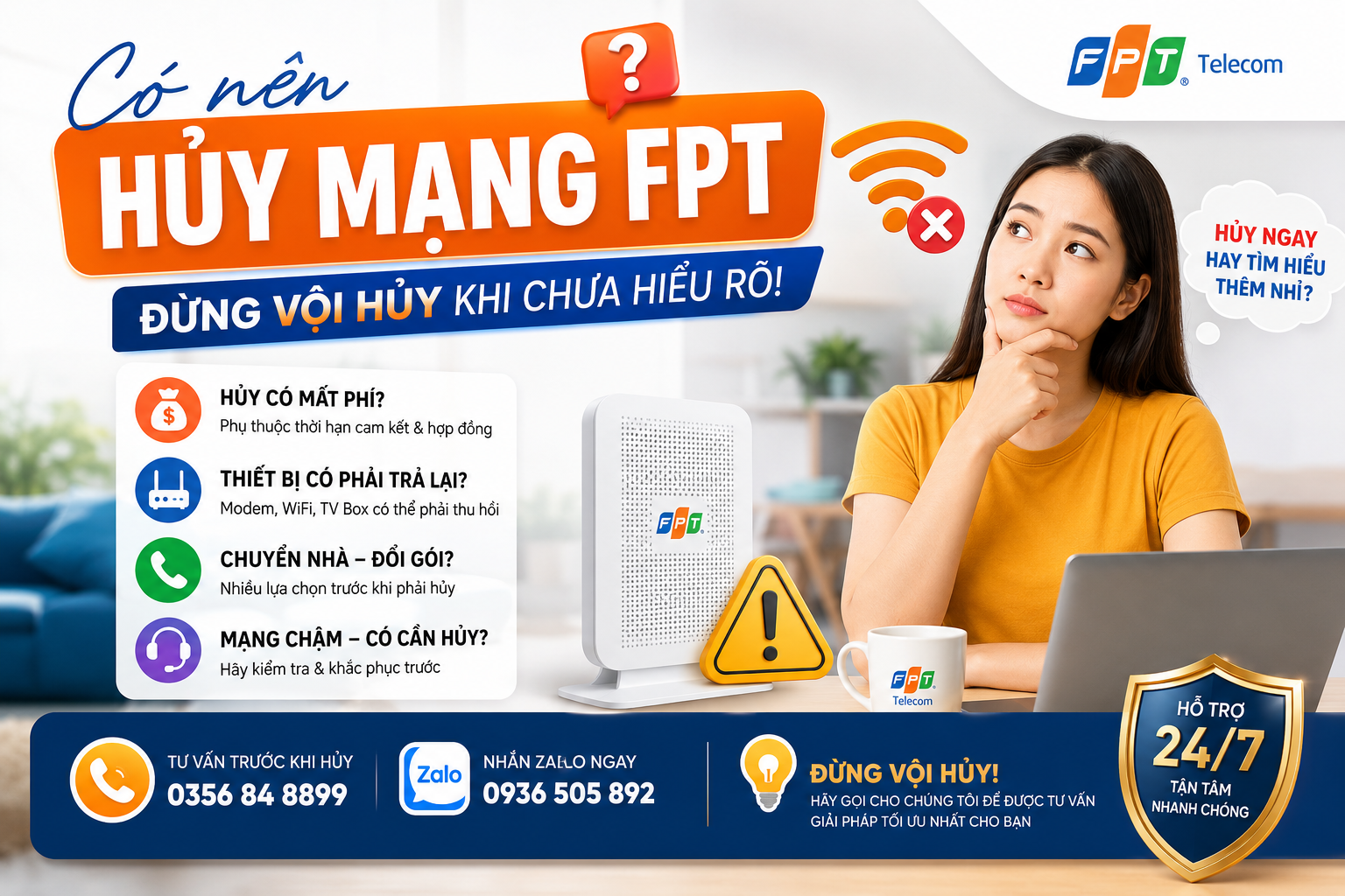 Hủy mạng FPT? Đừng vội – Cách xử lý trước khi hủy 3 hủy mạng FPT